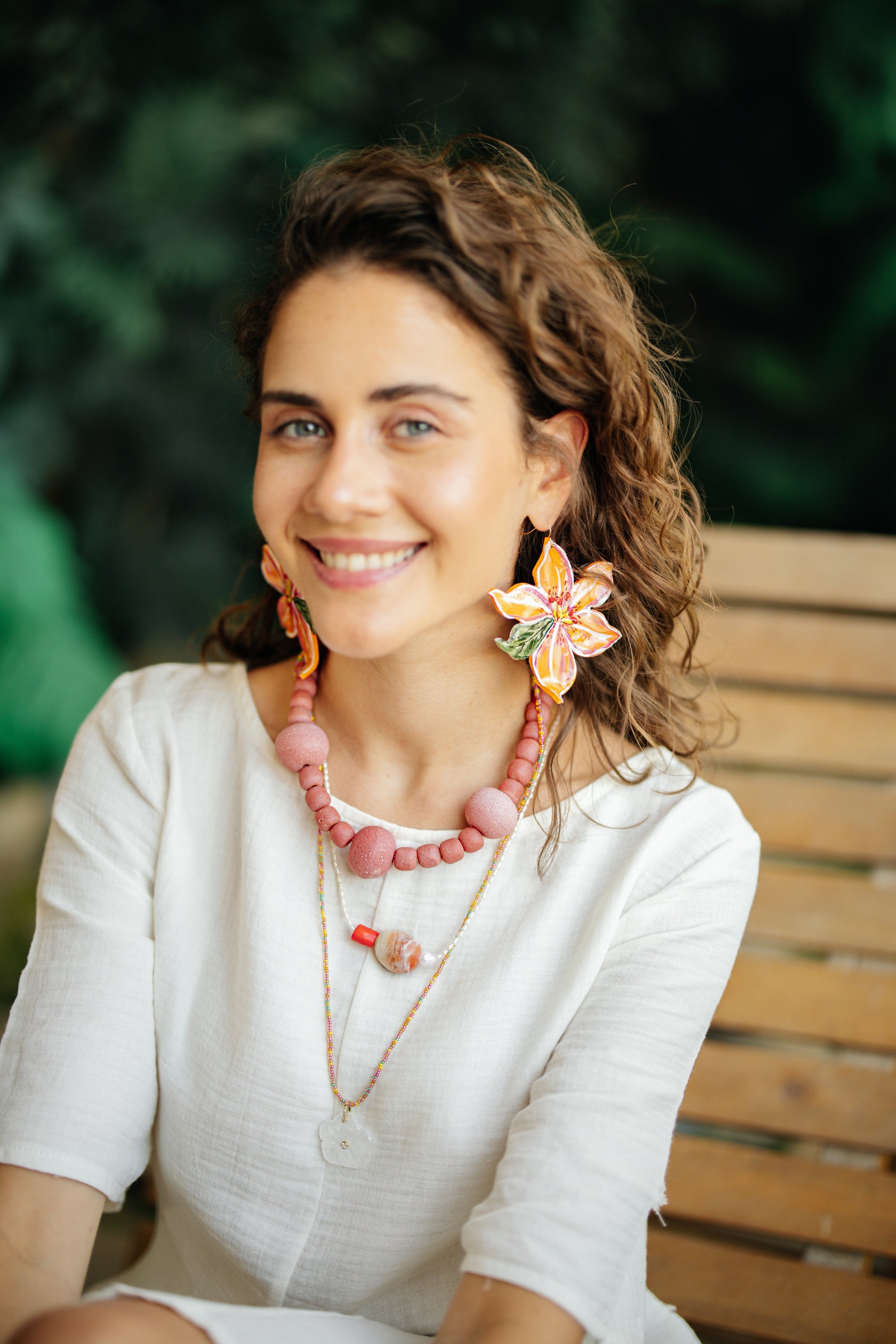 MOANI - Floral Dangle Statement Earrings