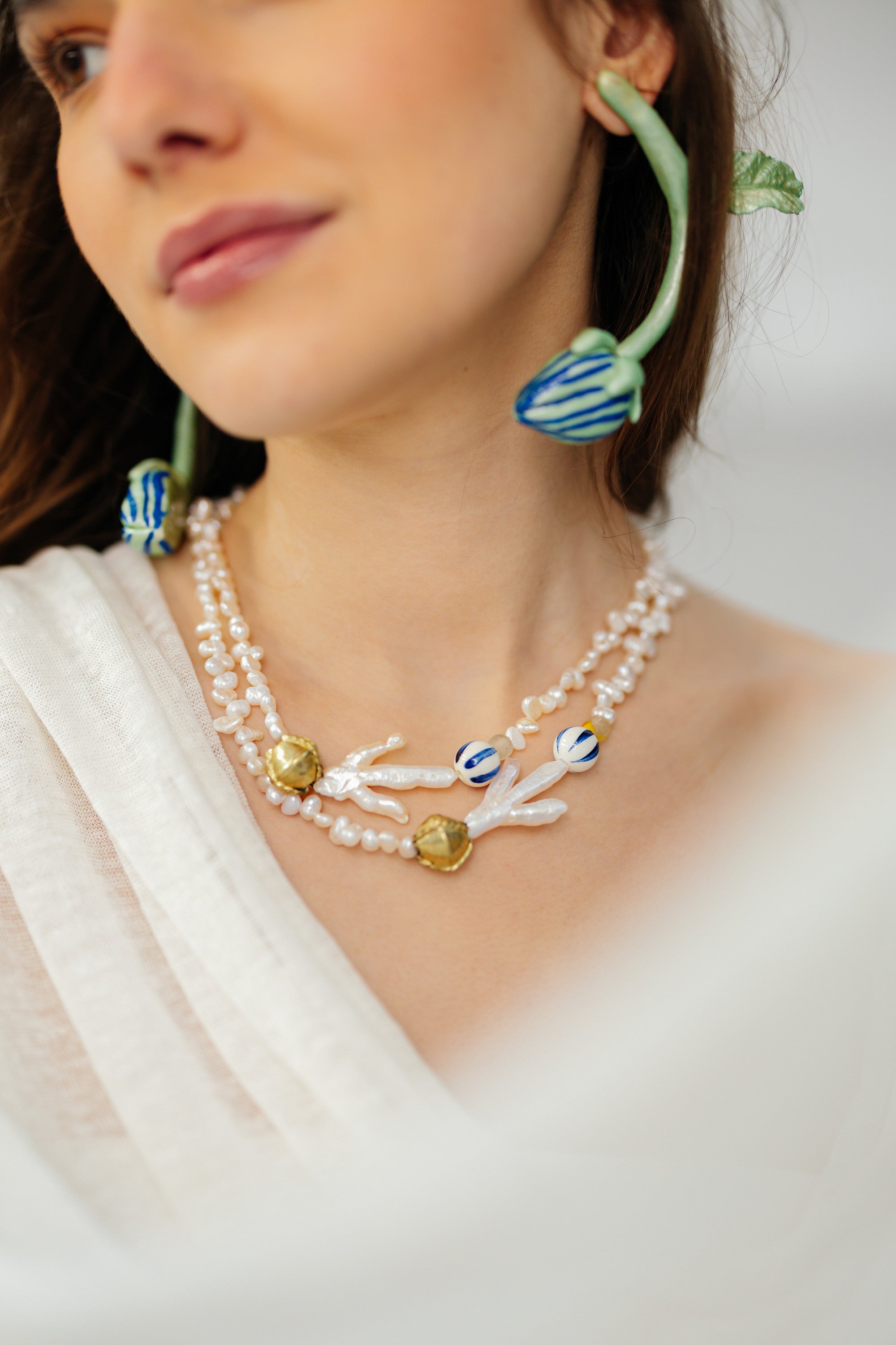 No.37 - Chicken Feet Pearl Detailed Ceramic Necklace - S/S '26