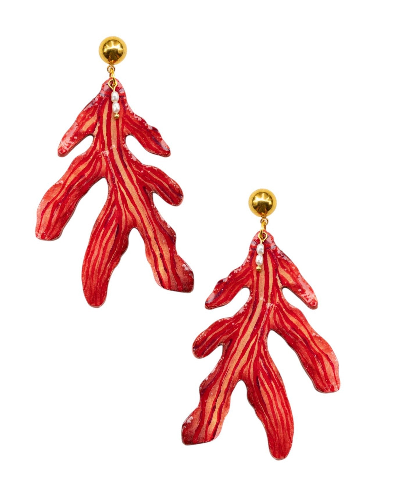 REEF - Pearl Detailed Coral Earrings - S/S '26