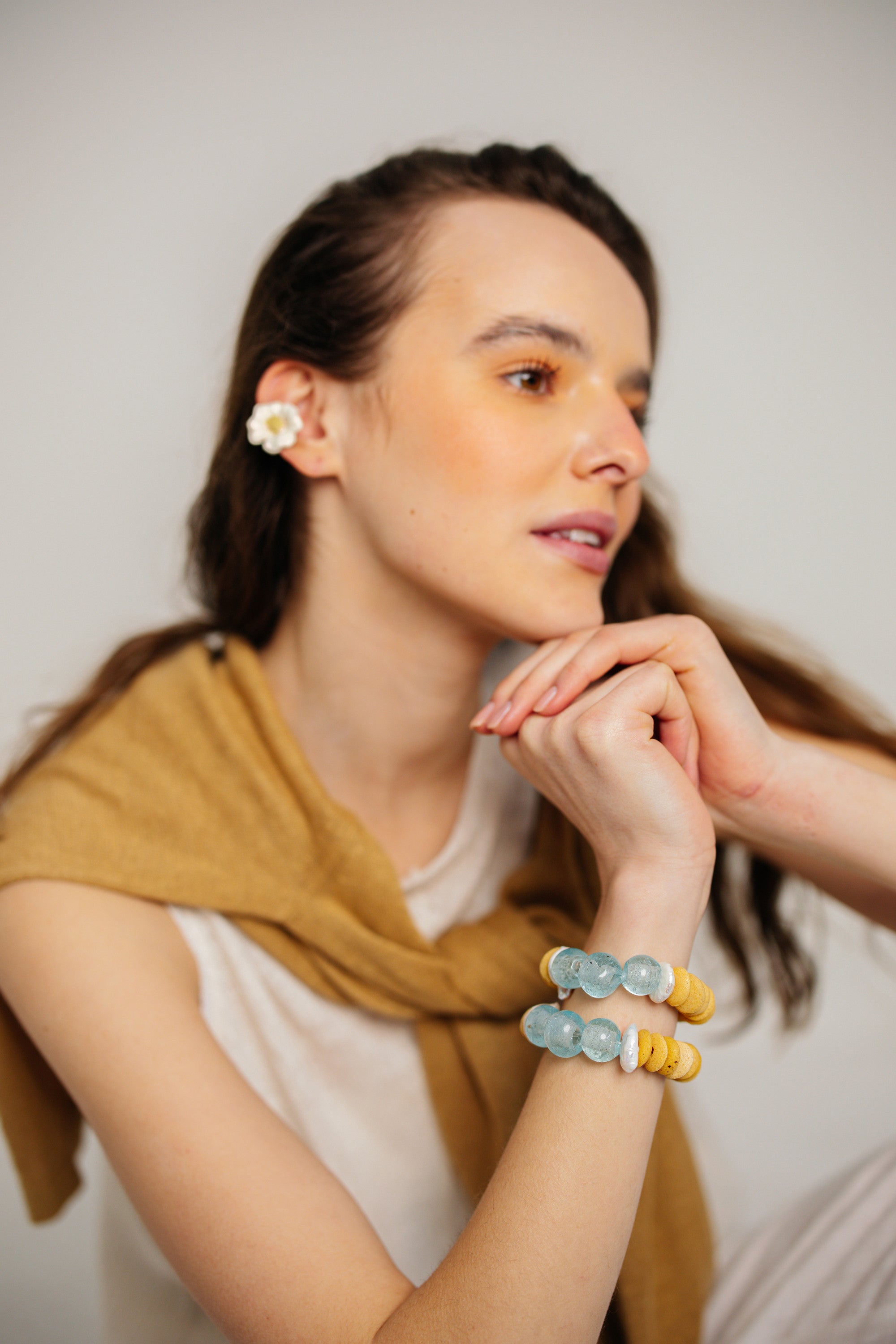 No.50 - Pearl Detailed African Glass Bracelet - S/S '26
