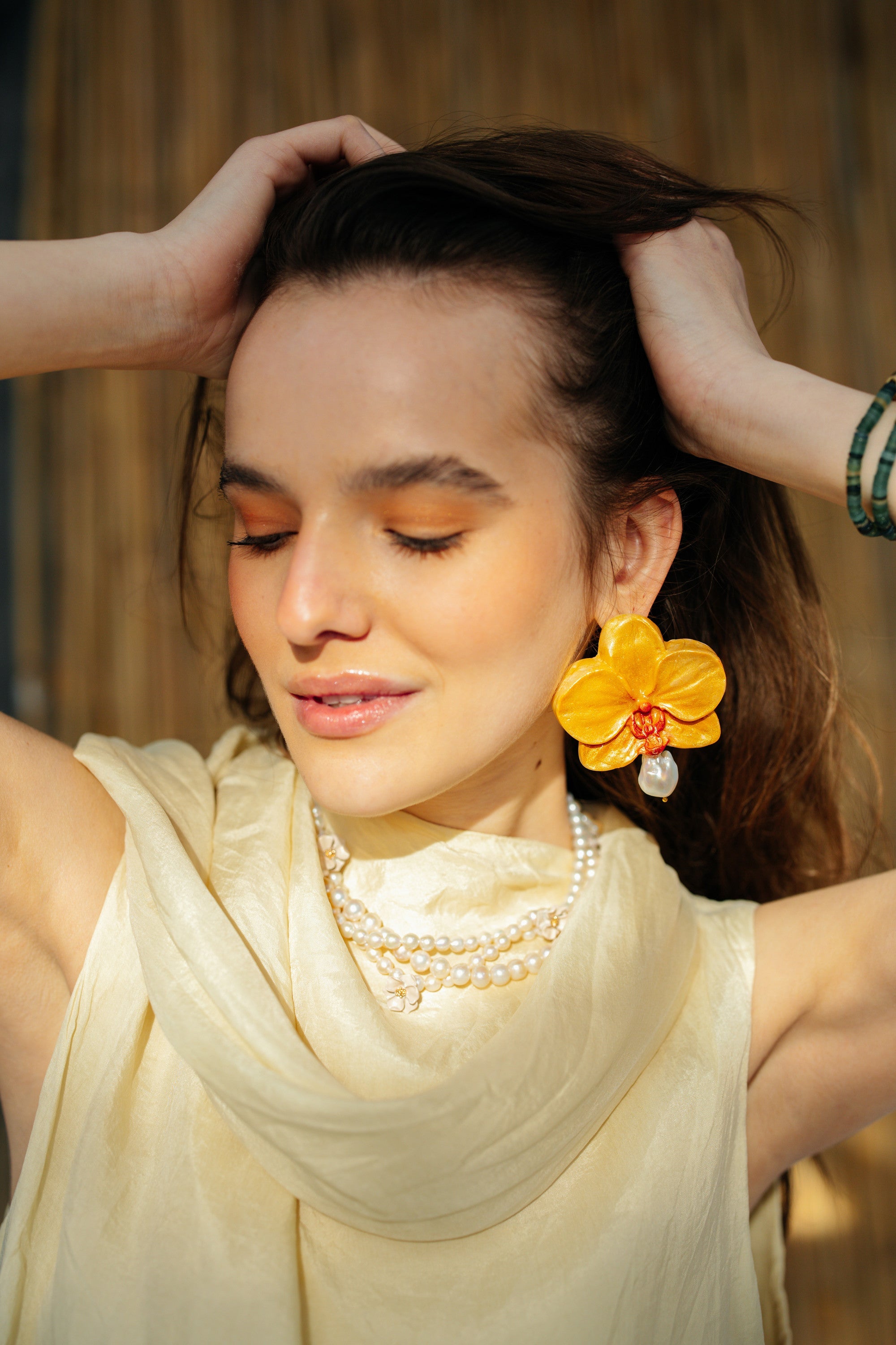 SUNSET ORCHID - Baroque Pearl Orchid Earrings - S/S '26