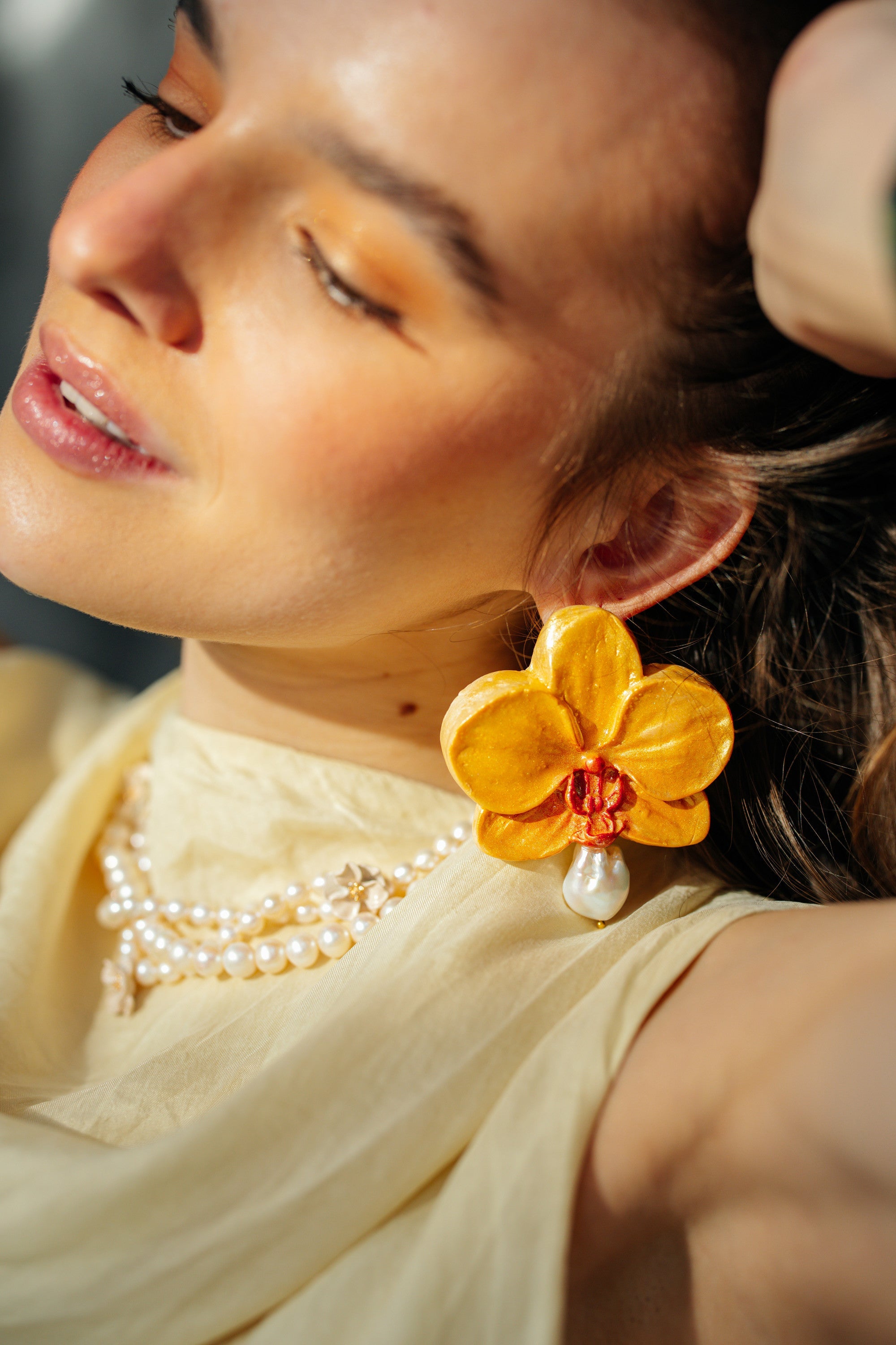 SUNSET ORCHID - Baroque Pearl Orchid Earrings - S/S '26