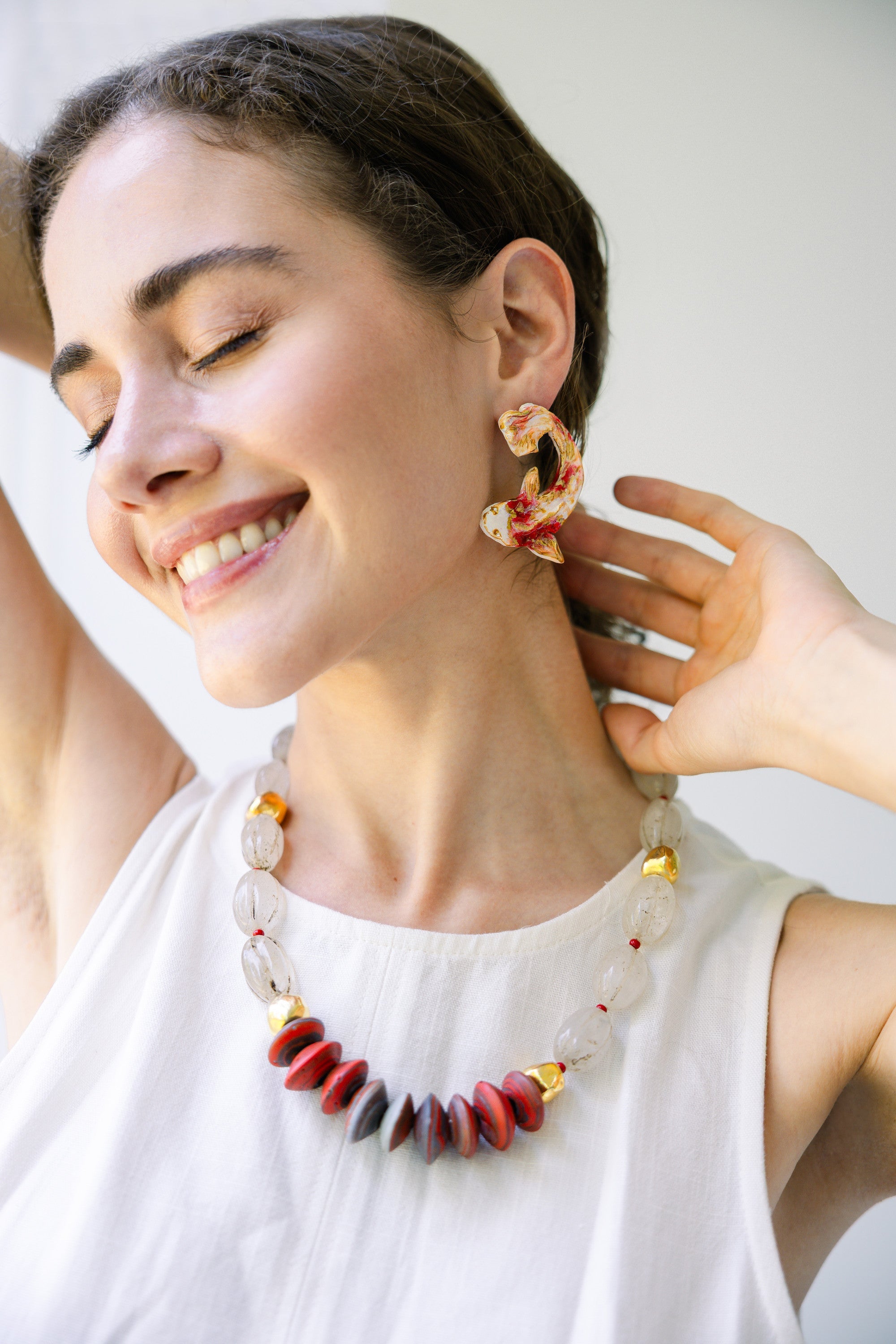 KOI - Red Asymmetrical Earrings