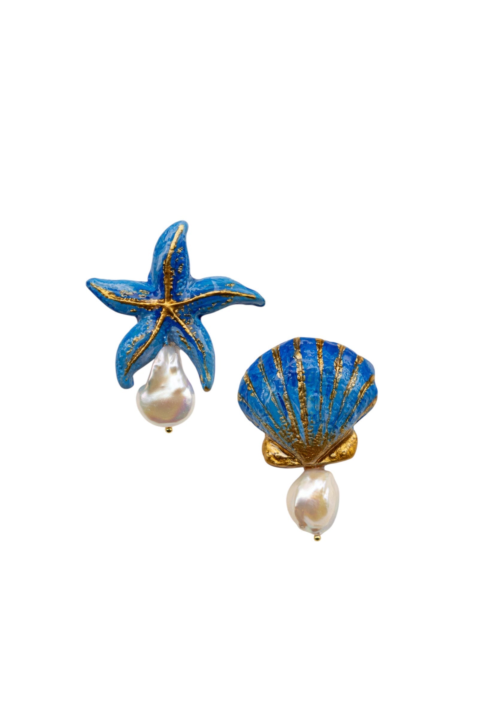 AURELIA SHELL - Asymmetric Baroque Pearl Detailed Earrings - S/S '26