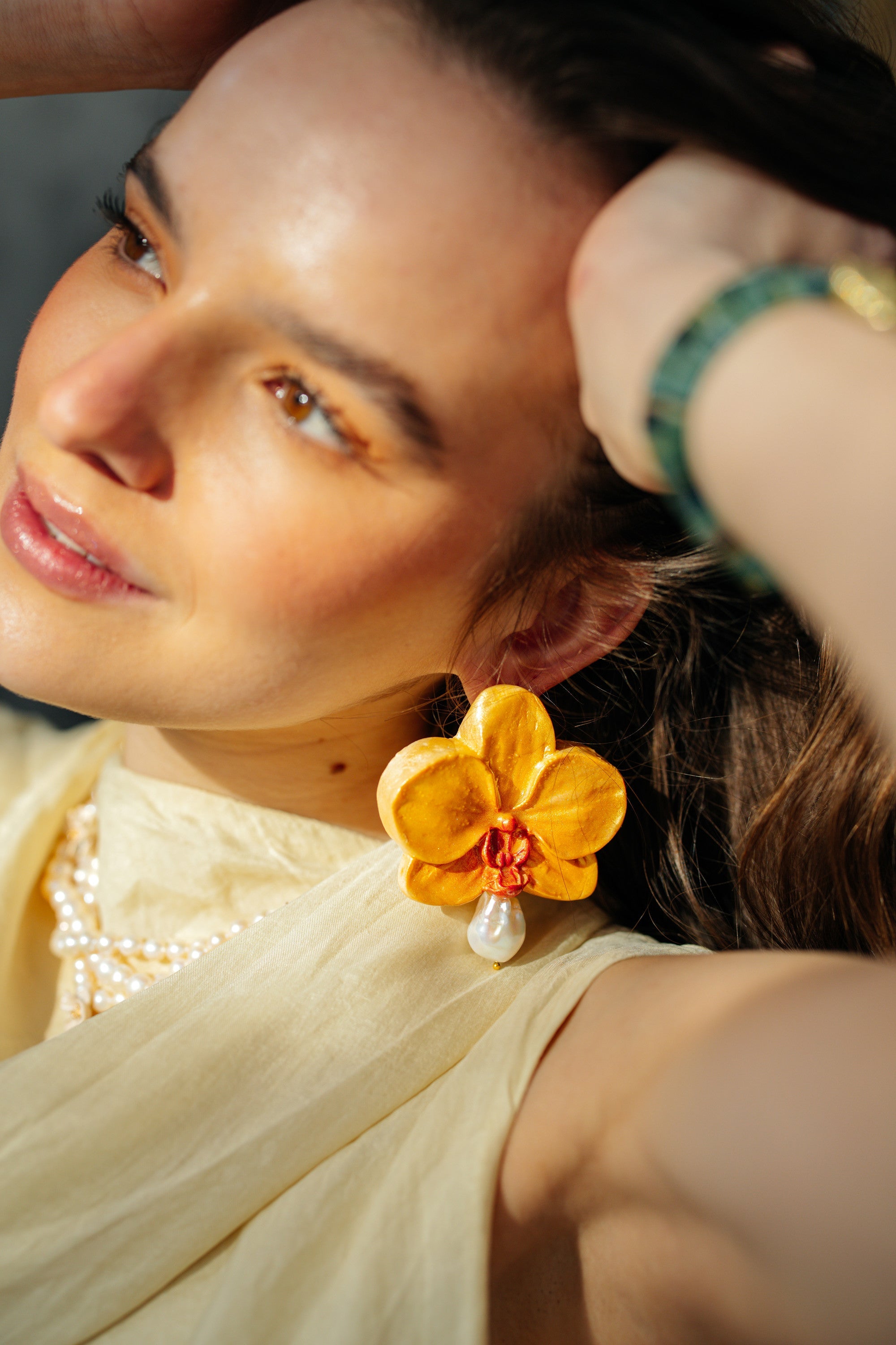 SUNSET ORCHID - Baroque Pearl Orchid Earrings - S/S '26