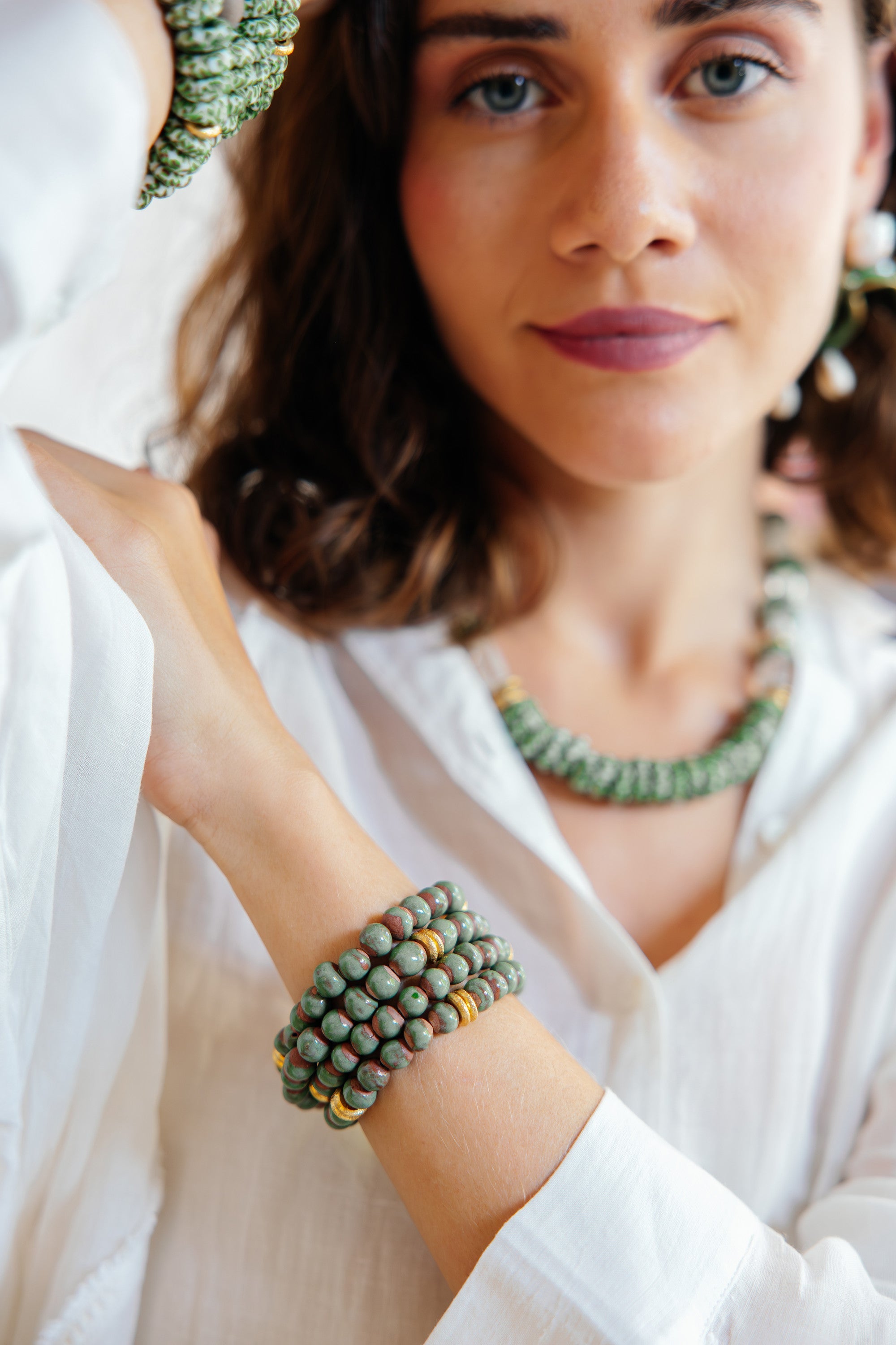No.5 - Pottery Beads Bracelet with Brass - A/W 25-26 Silent Reverie