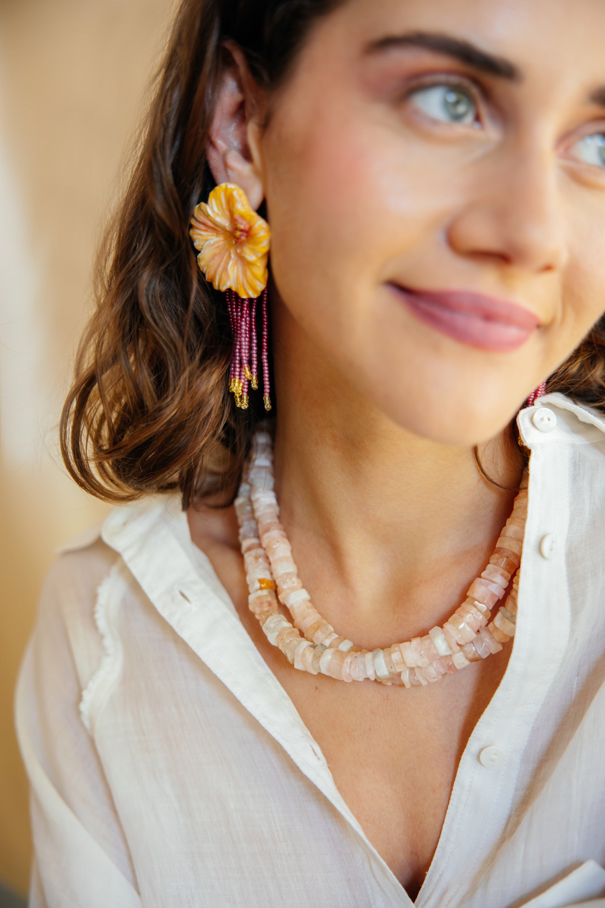 No.10 - Rose Quartz Row Necklace - A/W 25-26 Silent Reverie
