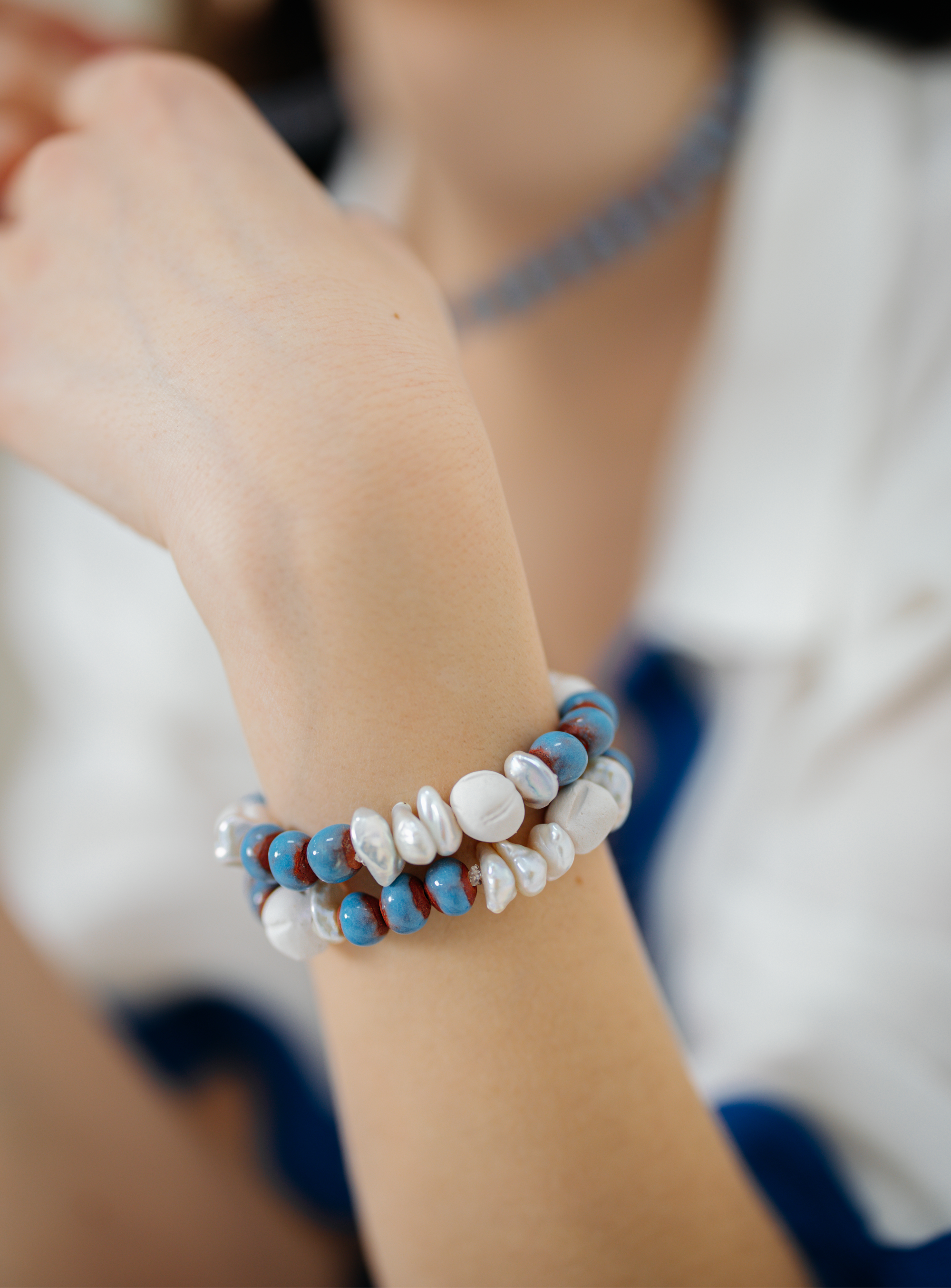 No.46 - Ceramic Detailed Pearl Bracelet - S/S '26