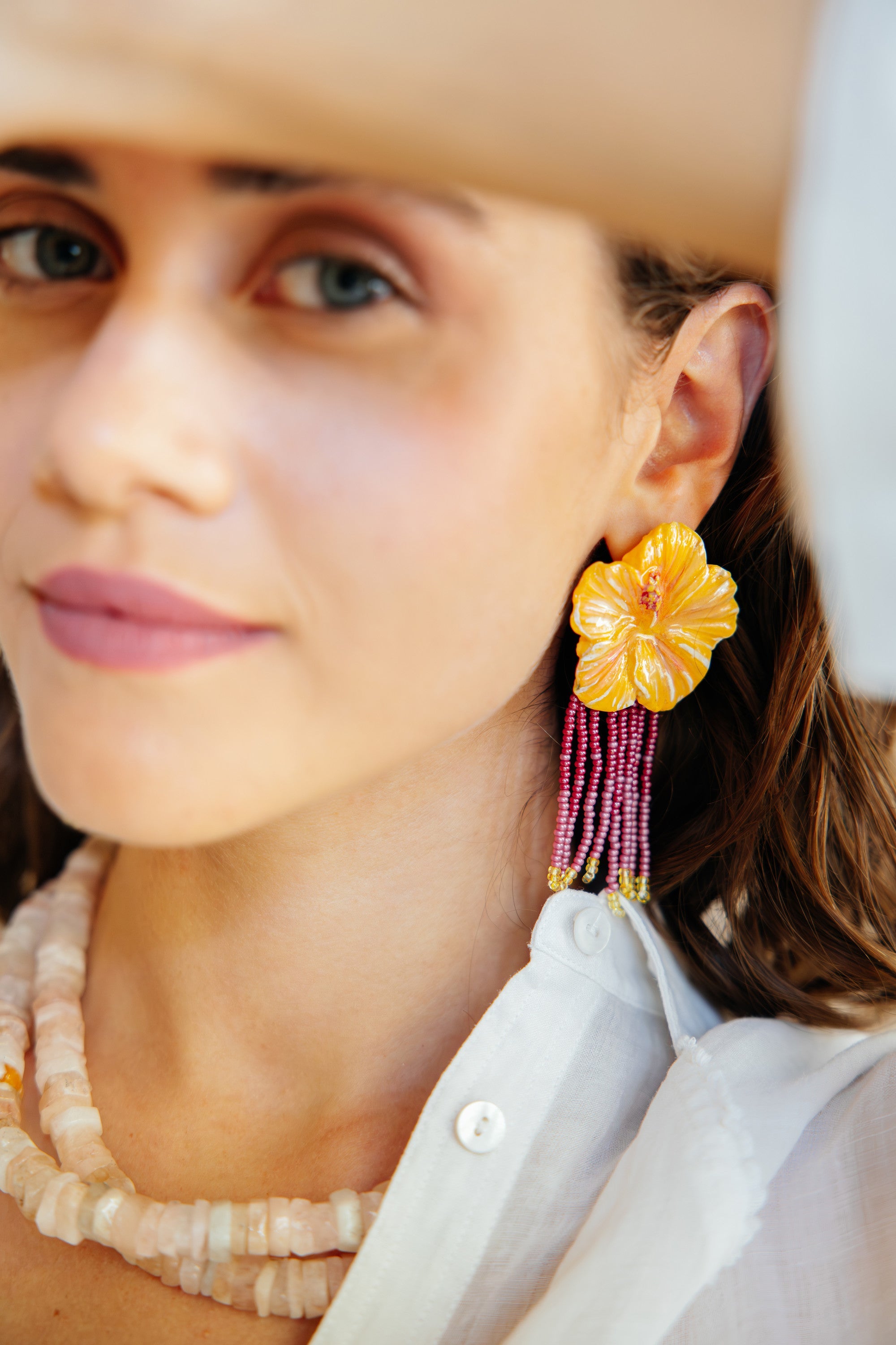 HIBISCUS - Beaded Dangling Earring - A/W 25-26 Silent Reverie