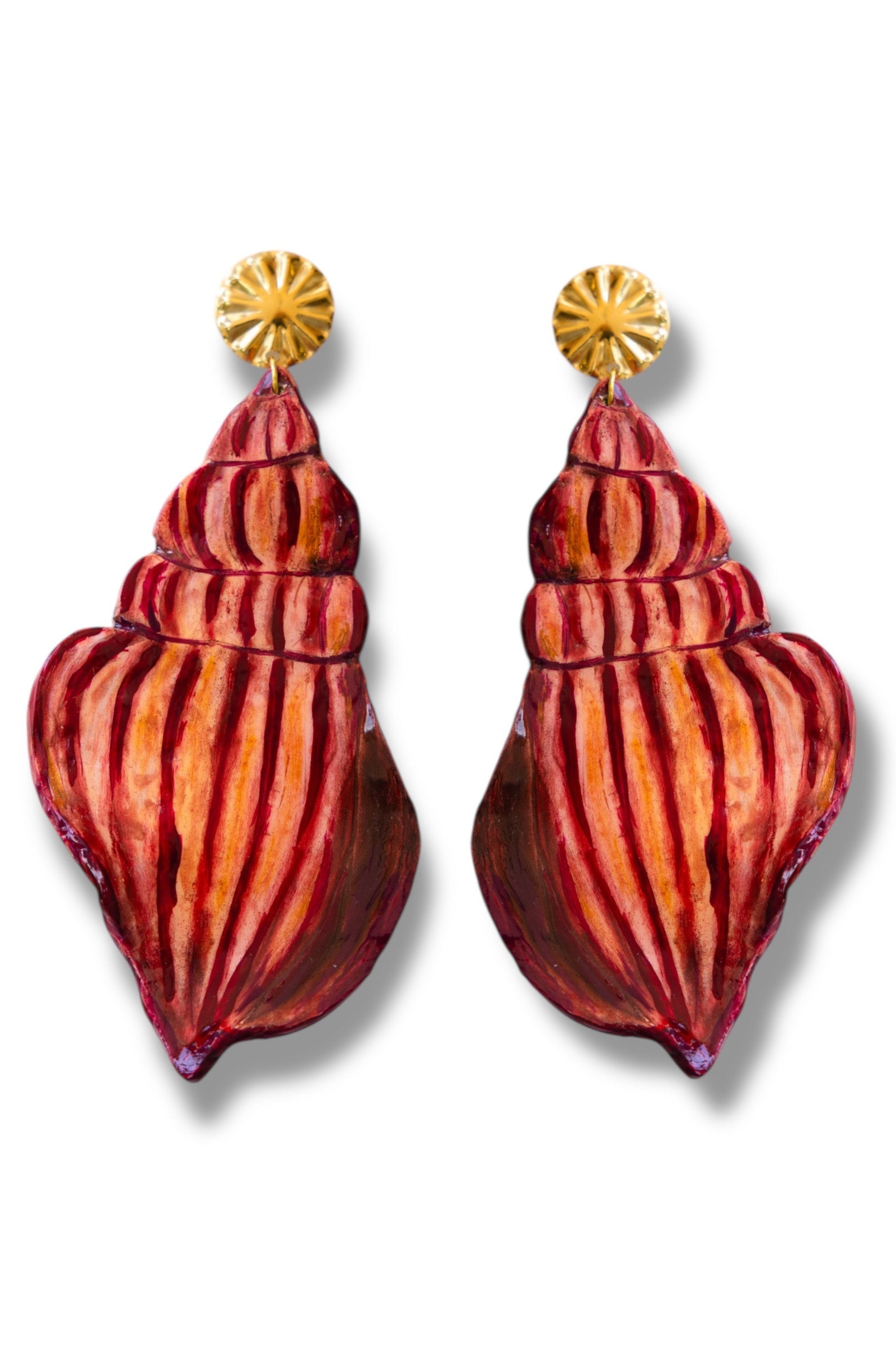 ATLANTIS - Red Asymmetrical Shell Earrings