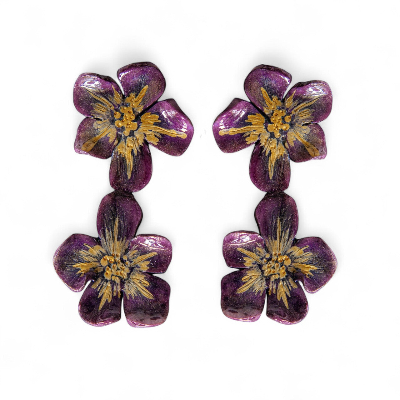 AMARINA - Gold Detailed Floral Earrings - A/W 25-26 Silent Reverie