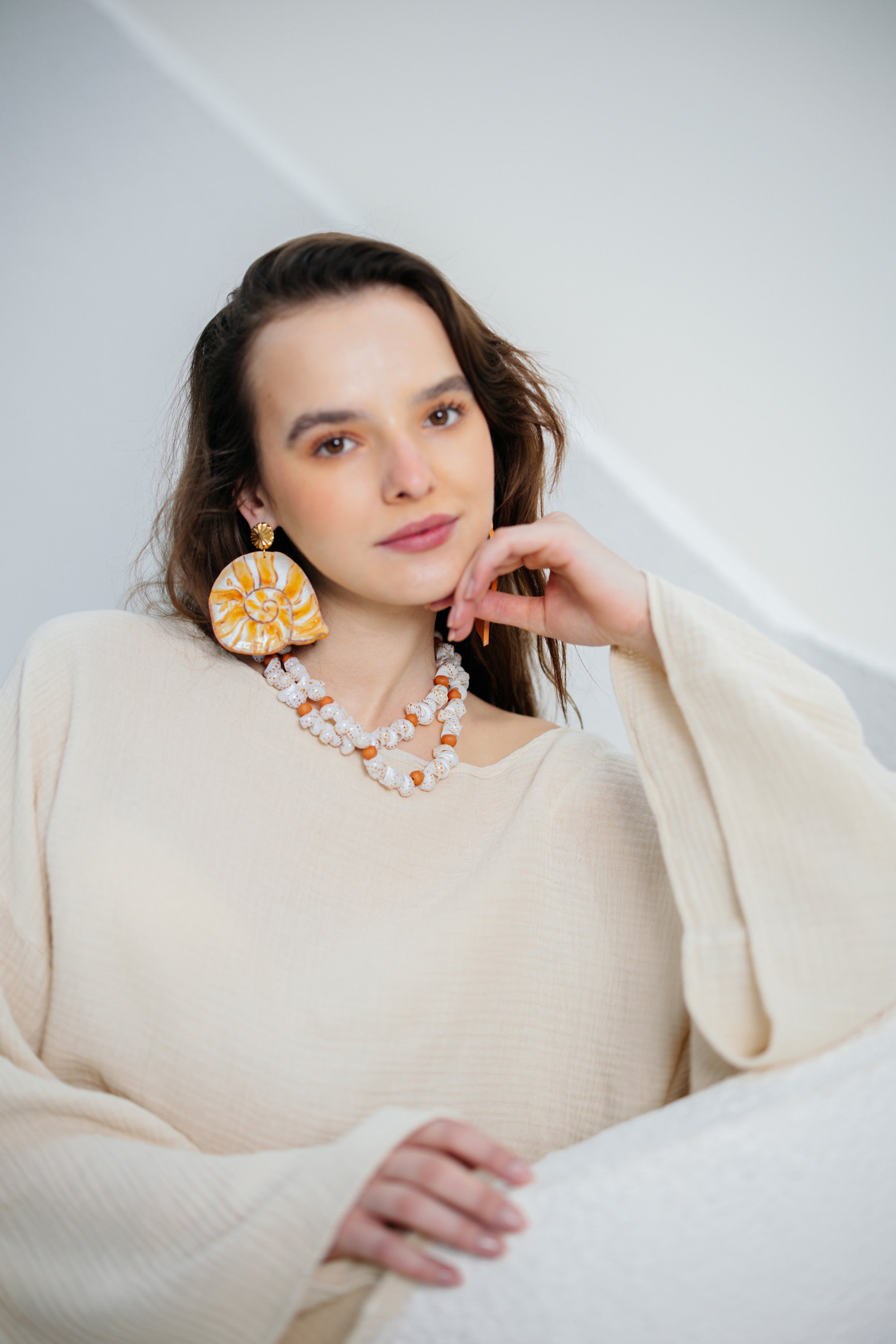 No.41 - Seashell Detailed Clay Bead Necklace - S/S '26