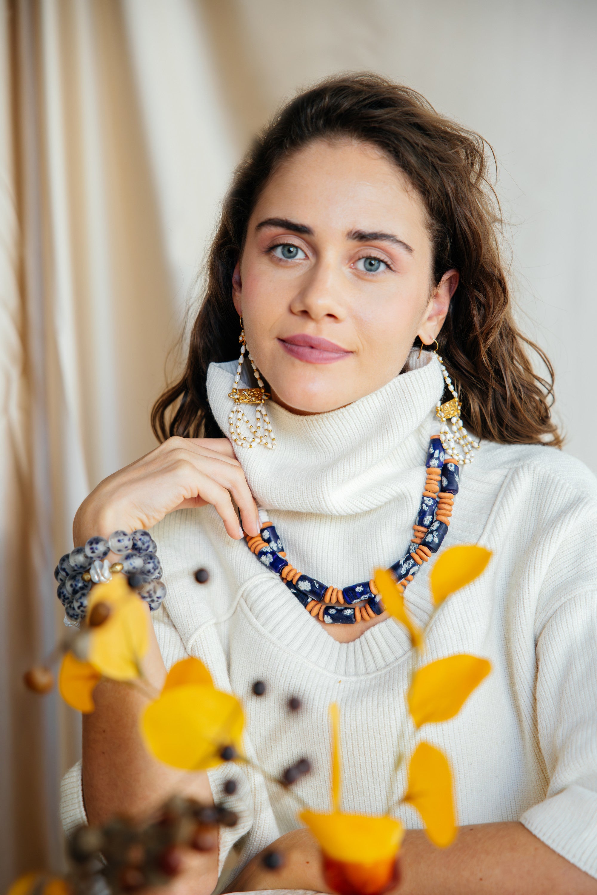 No.15 - Ceramic Bead Detailed Necklace - A/W 25-26 Silent Reverie