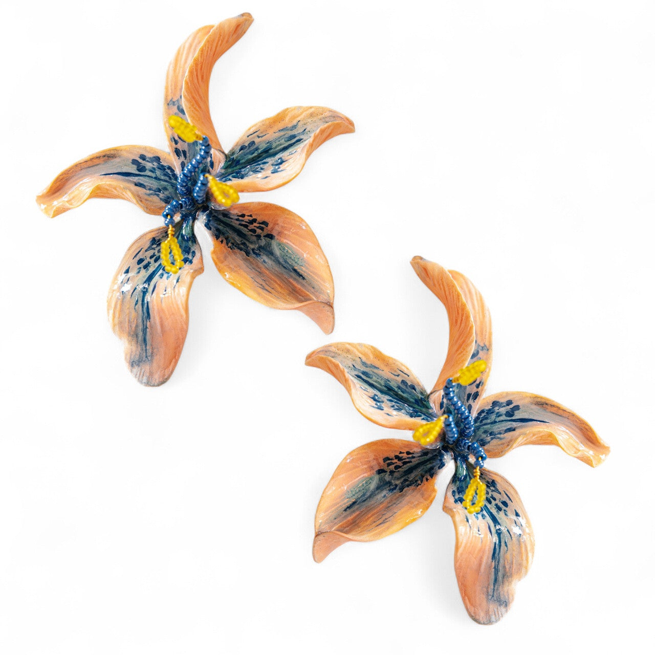 LUNISI - Bead Detailed Big Lily Form Earring - A/W 25-26 Silent Reverie