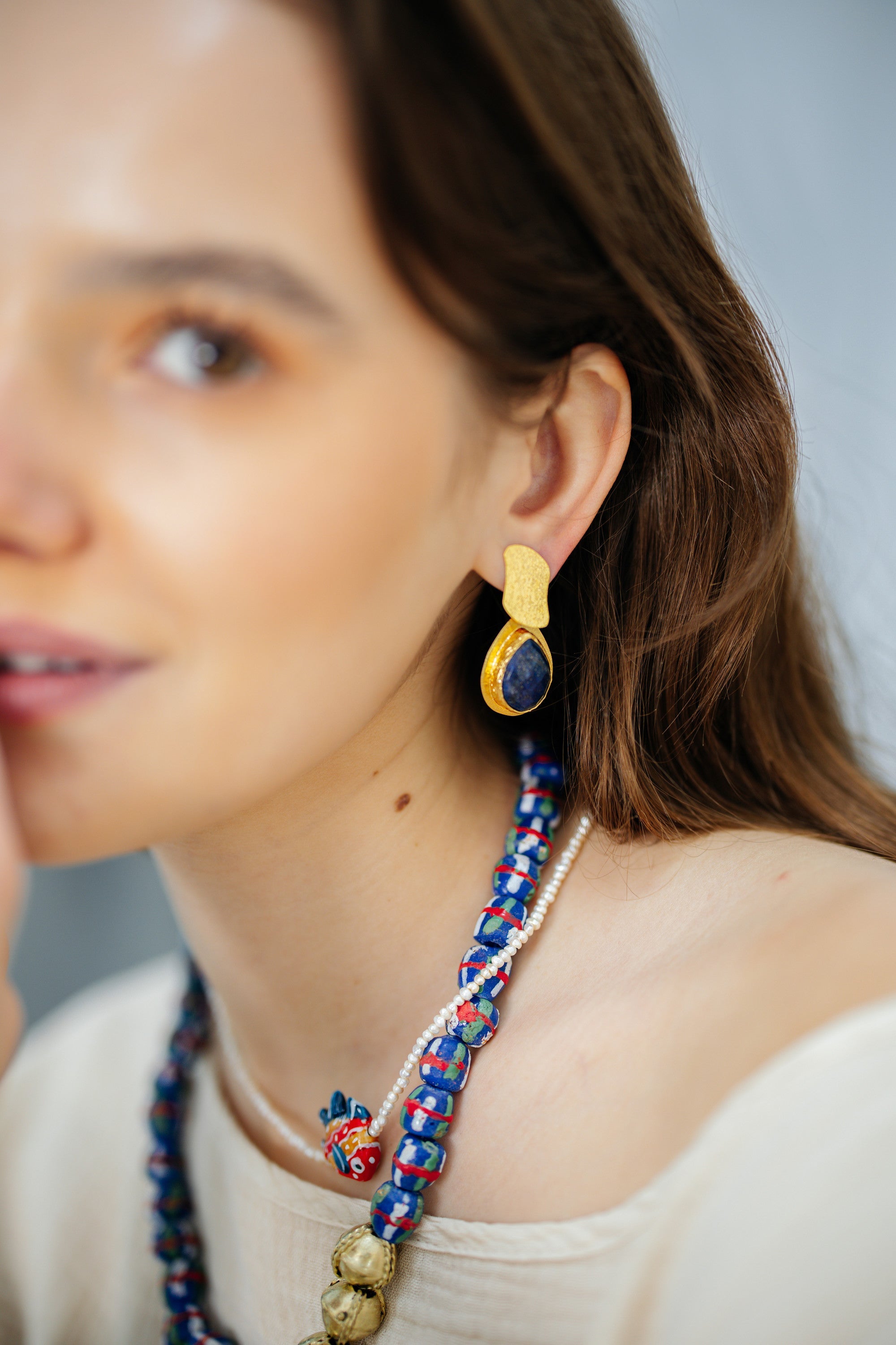 No.8 - Lapis Lazuli Stone Earrings - S/S '26 Dear, Sunset