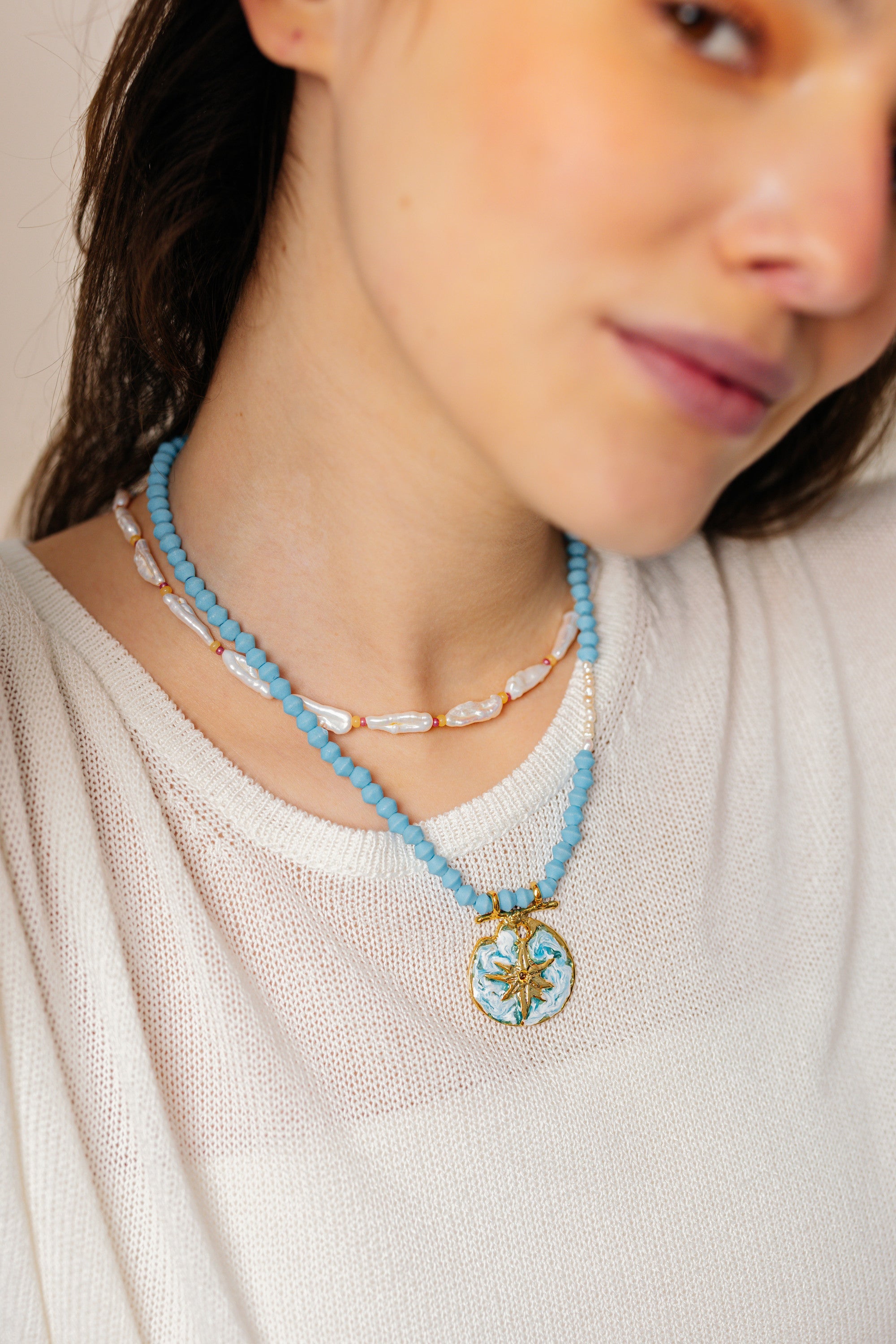 No.21 - Compass Detailed Enamel Necklace - S/S '26