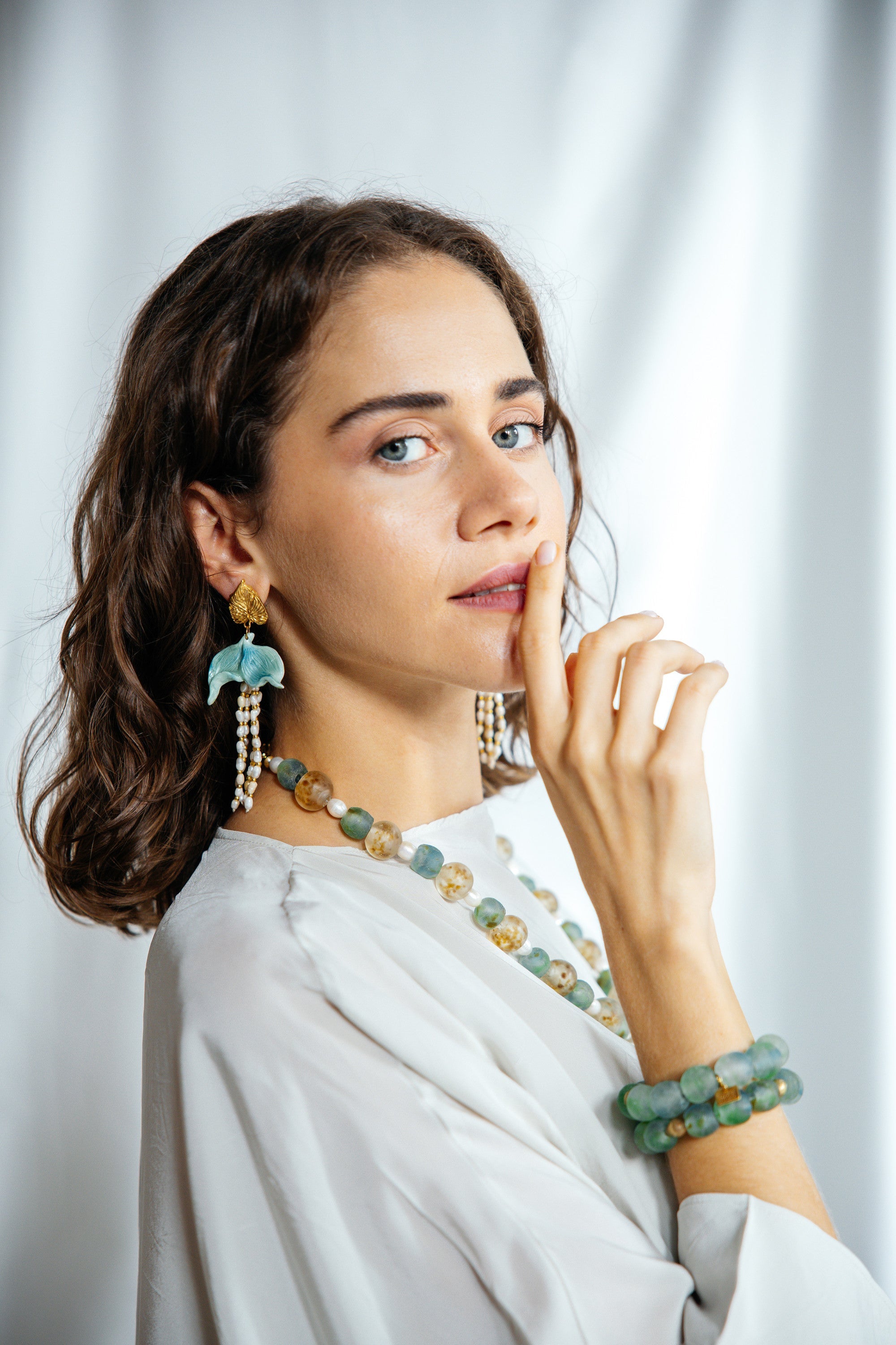 AURALIA - Long Bohemian Pearl Earring - A/W 25-26 Silent Reverie