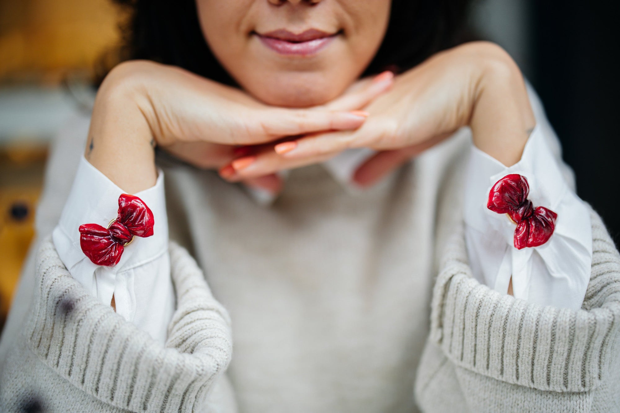DAINTY-Bow Button Cover Pair