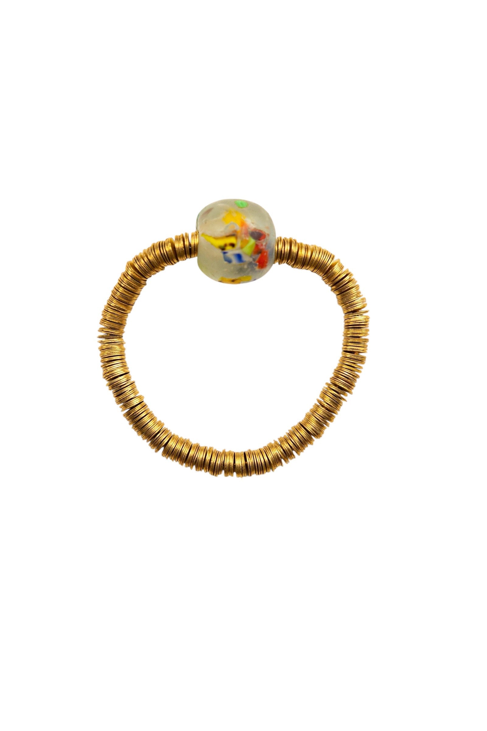 No.53 - African Glass Detailed Ethiopian Brass Bracelet - S/S '26
