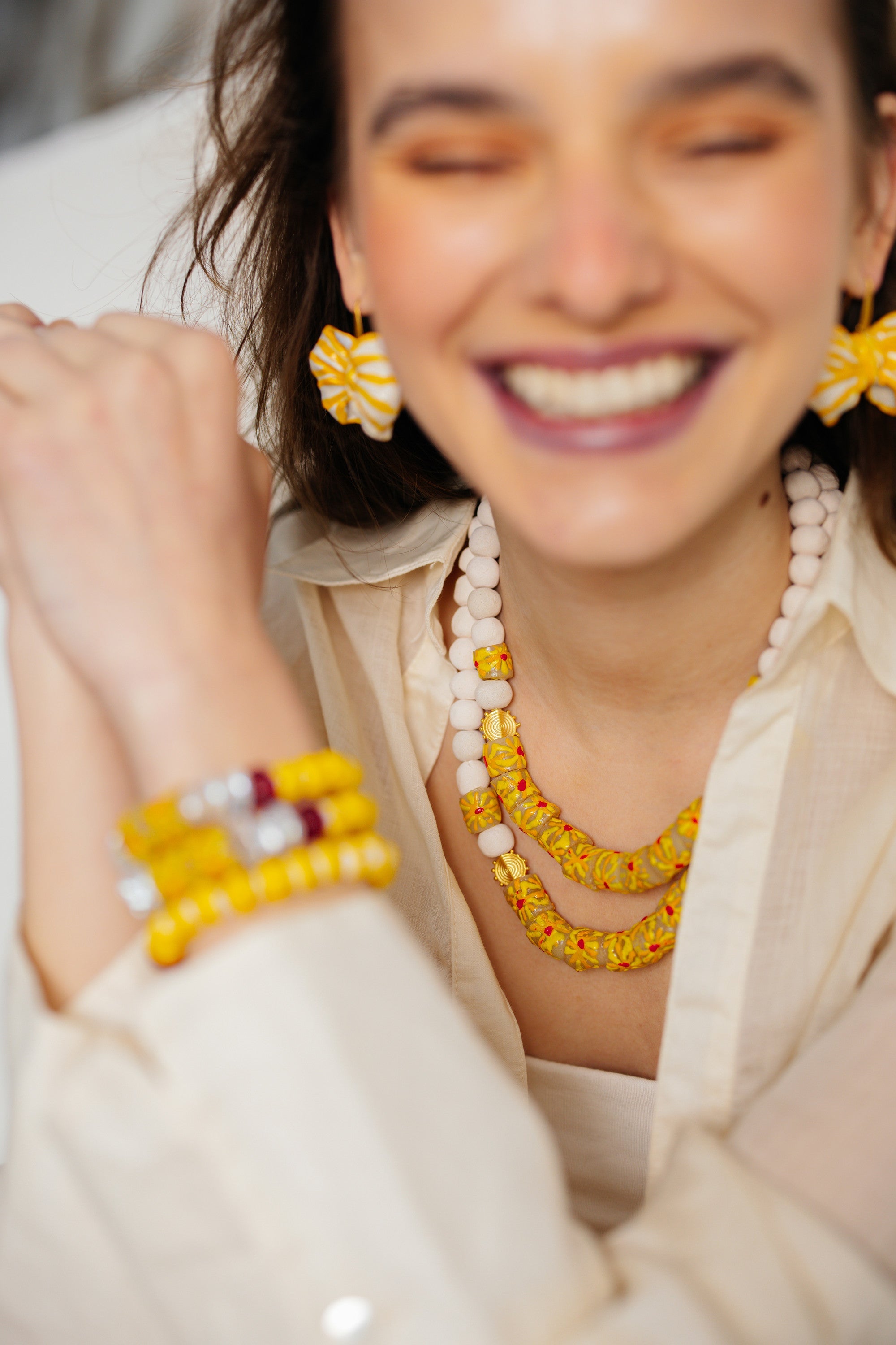 No.26 - African Krobo Beads Detailed Ceramic Necklace - S/S '26