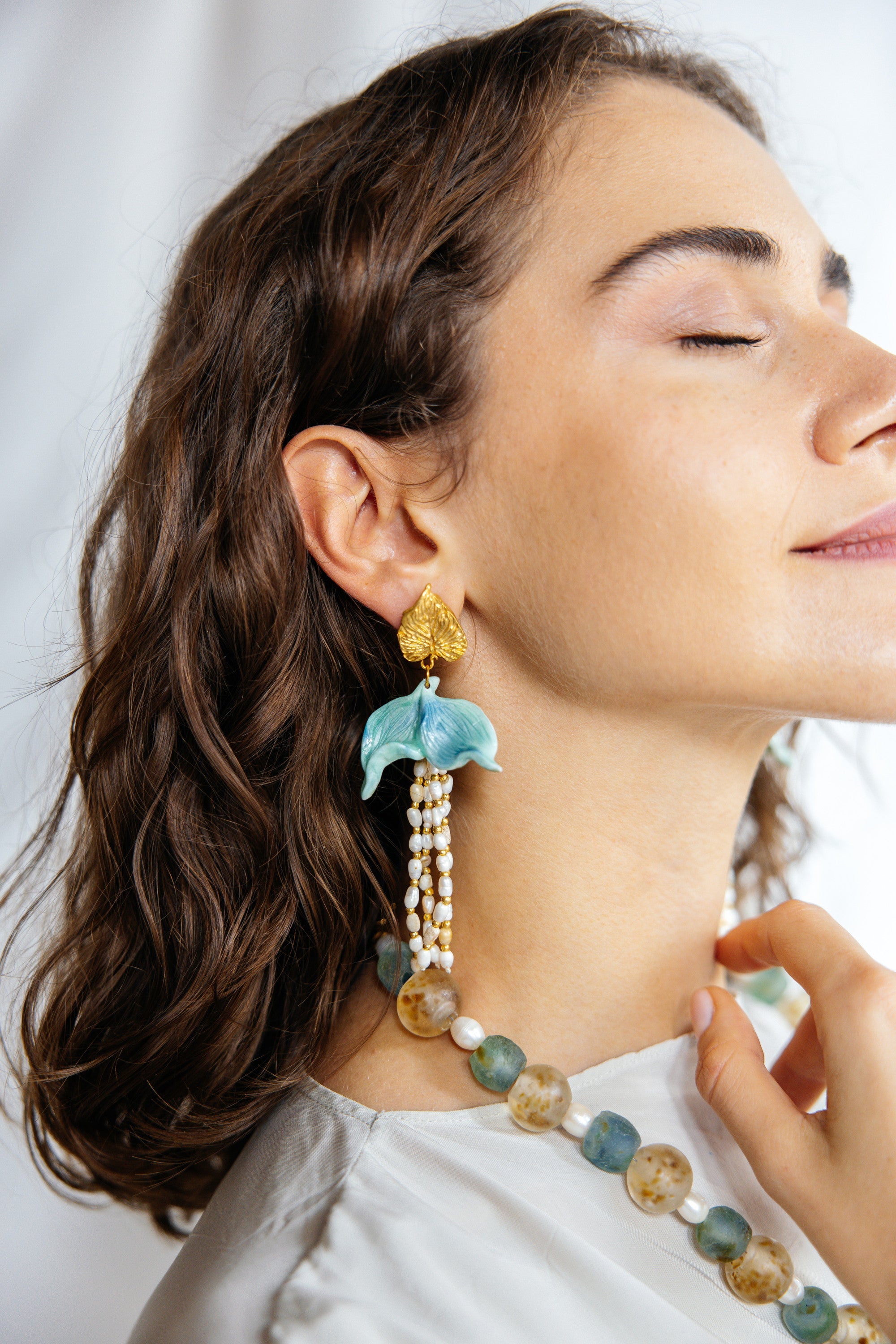 AURALIA - Long Bohemian Pearl Earring - A/W 25-26 Silent Reverie