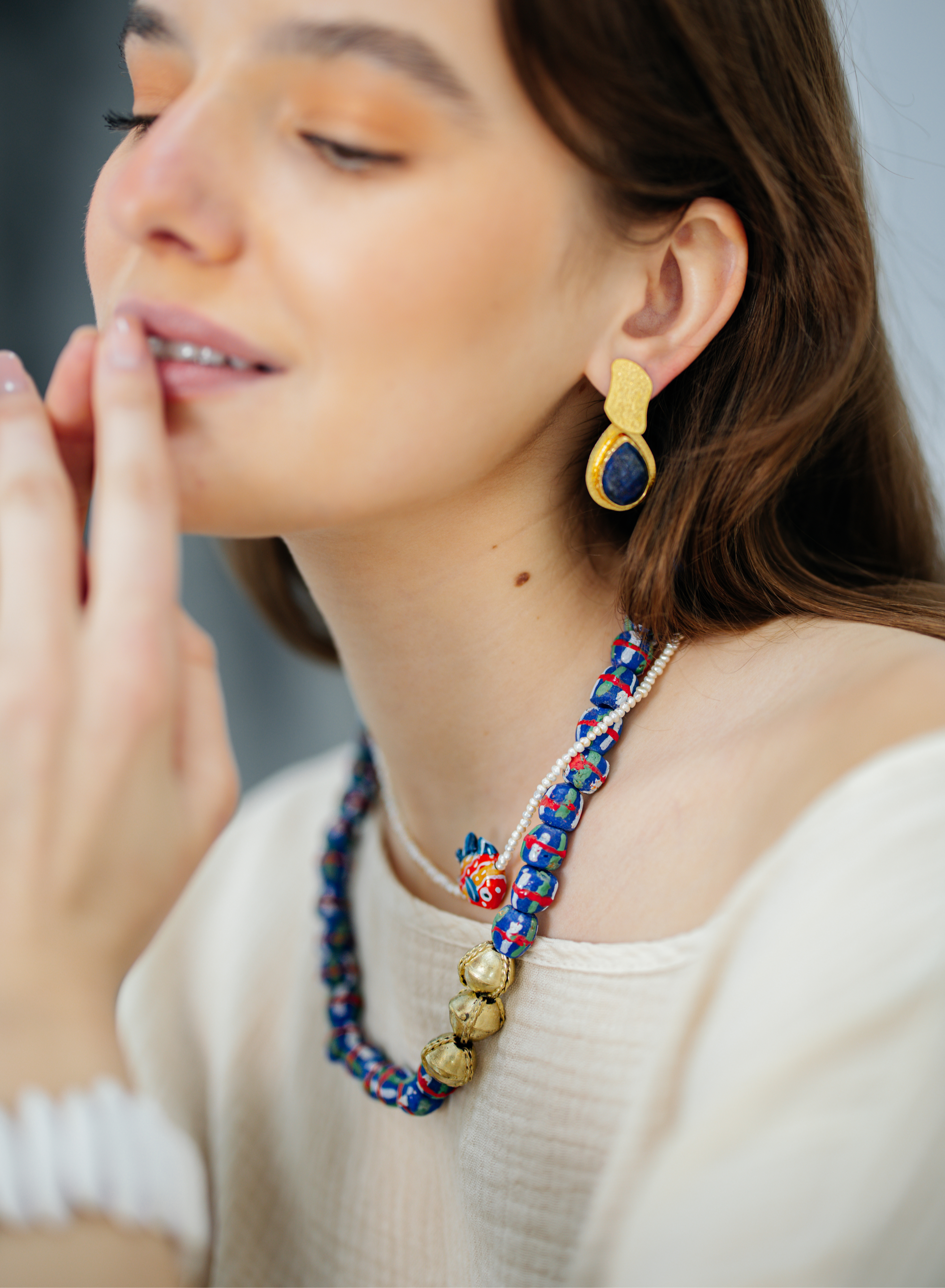 No.42 - African Glass Ethiopian Brass Necklace - S/S '26