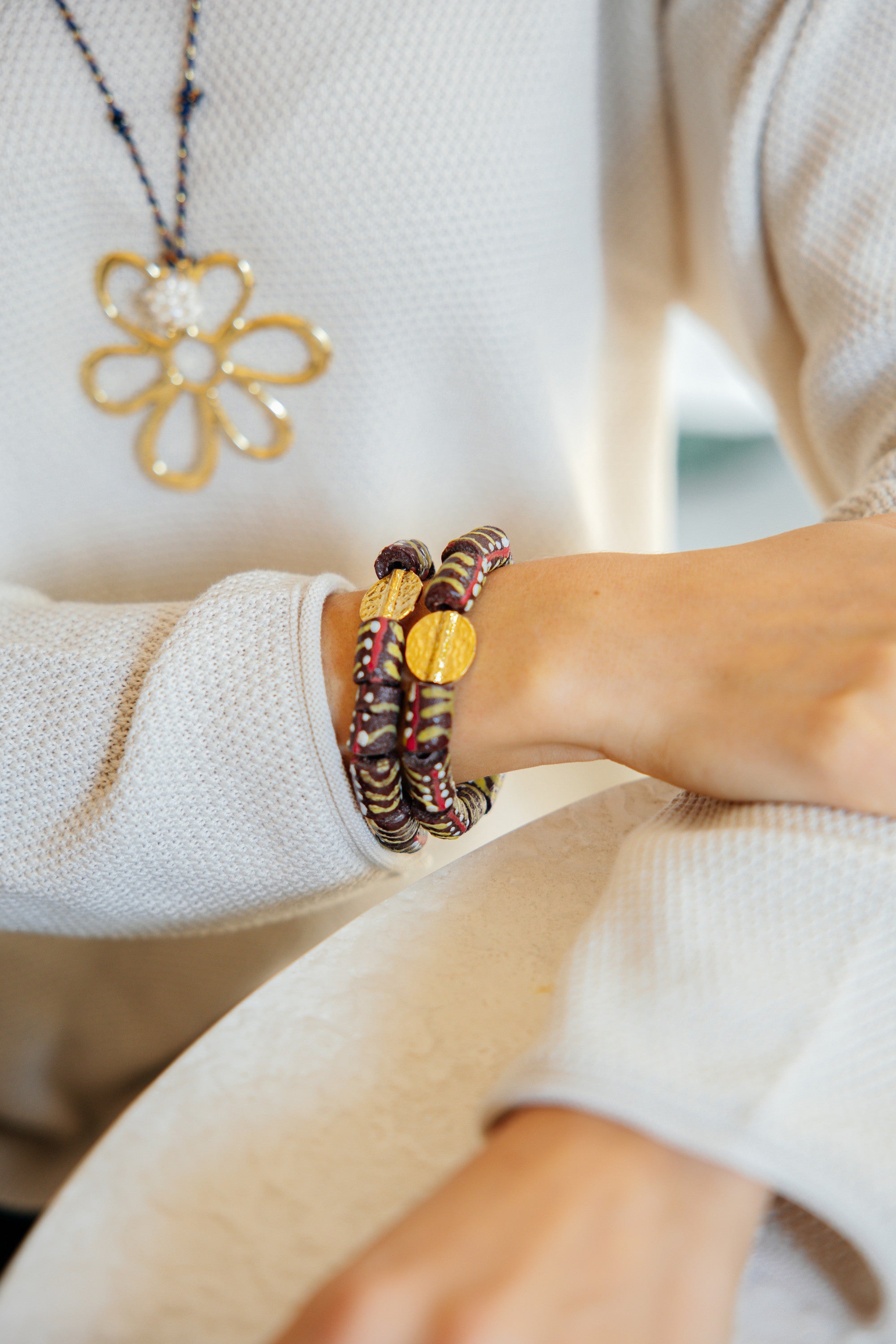 No.12 - African Krobo Bracelet with Brass - A/W 25-26 Silent Reverie