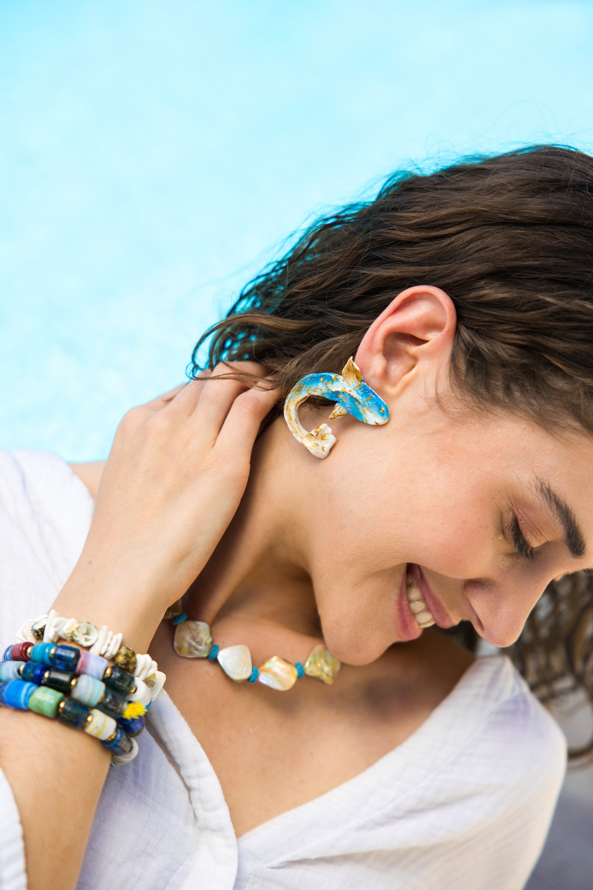 KOI - Blue Asymmetrical Earrings