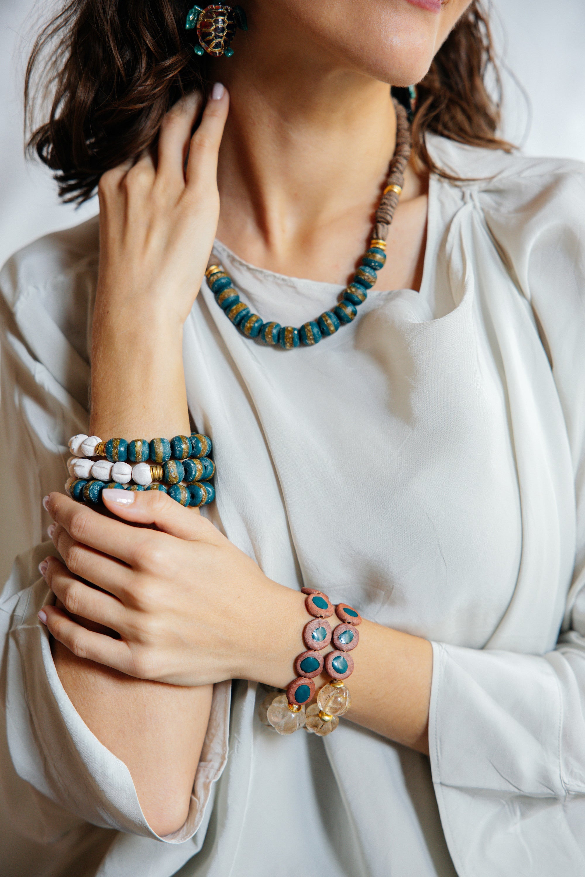 No.15 - African Beaded Bracelet with Brass - A/W 25-26 Silent Reverie