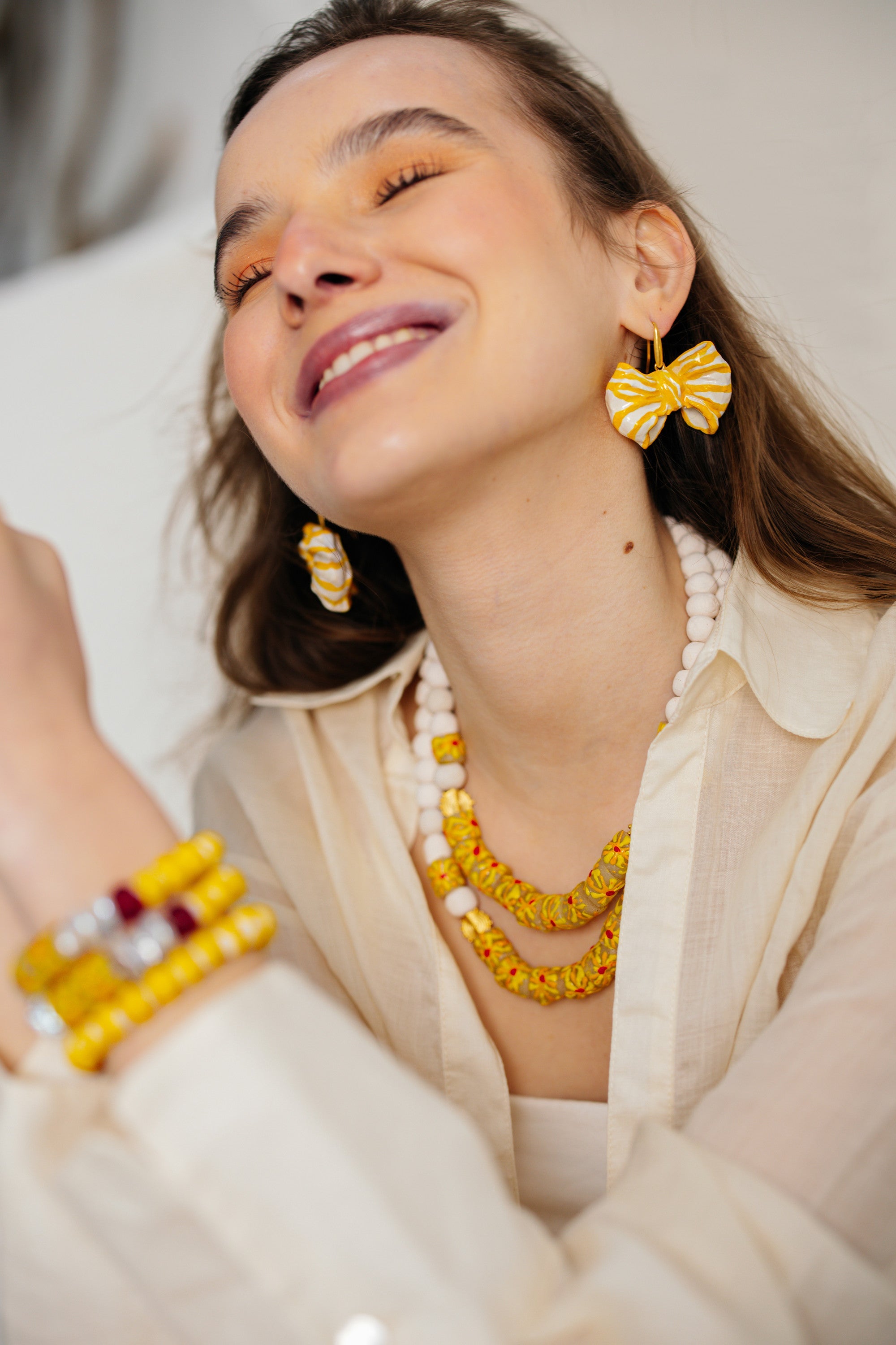 No.26 - African Krobo Beads Detailed Ceramic Necklace - S/S '26