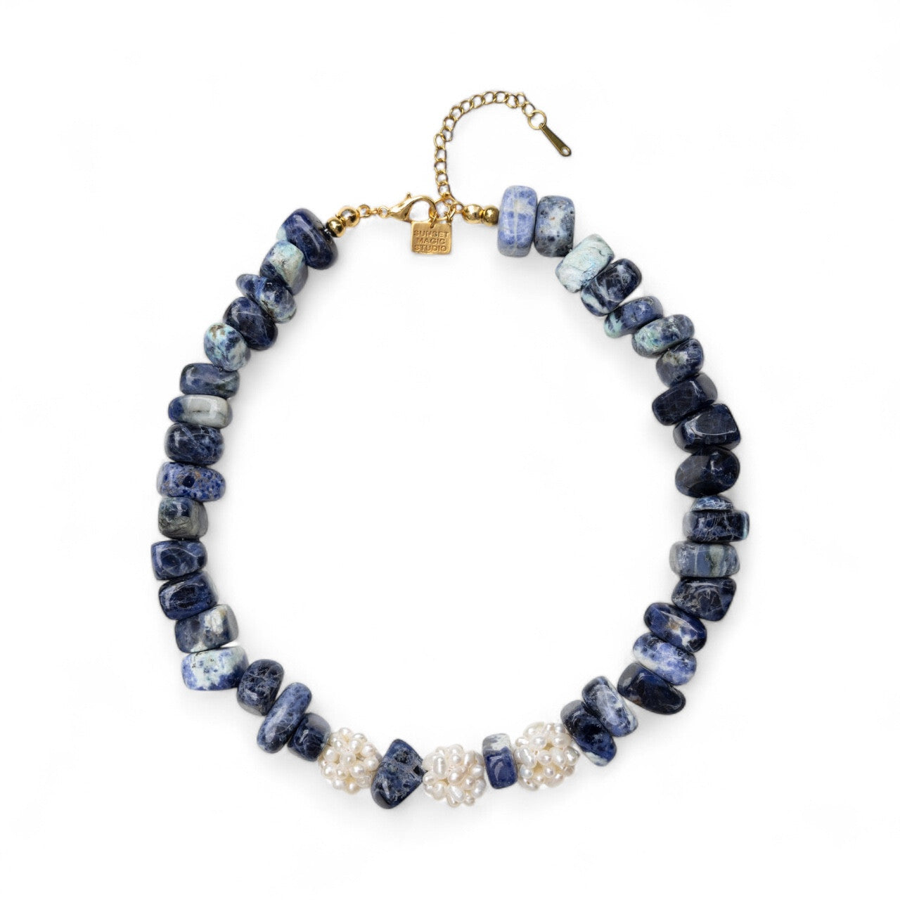 No.1 - Pearl Detailed Sodalite Necklace - A/W 25-26 Silent Reverie