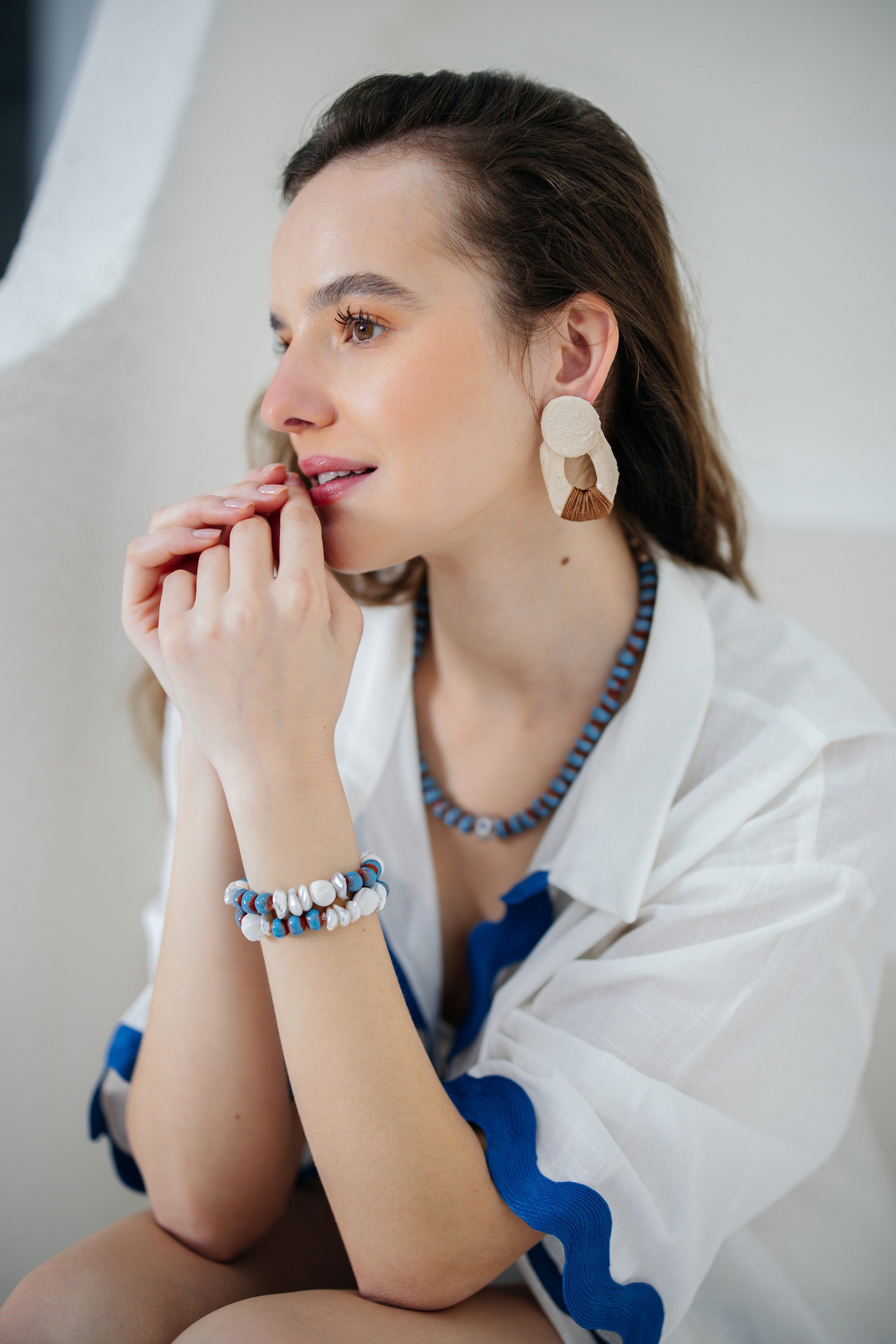 No.46 - Ceramic Detailed Pearl Bracelet - S/S '26